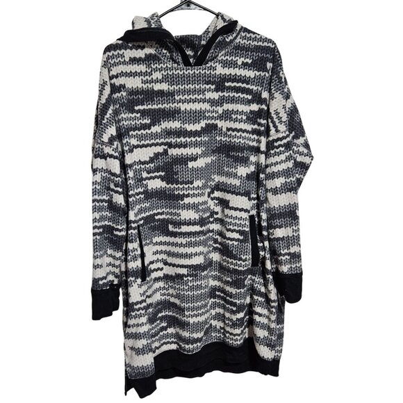 Simply Vera Vera Wang Knit Hooded Sweater Dress Size XXL Black White Pattern - Picture 1 of 5